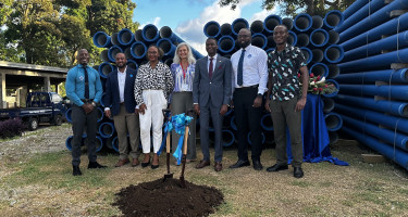 Prime Minister Hon. Dickon Mitchell attends the pipelaying sod turning ceremony