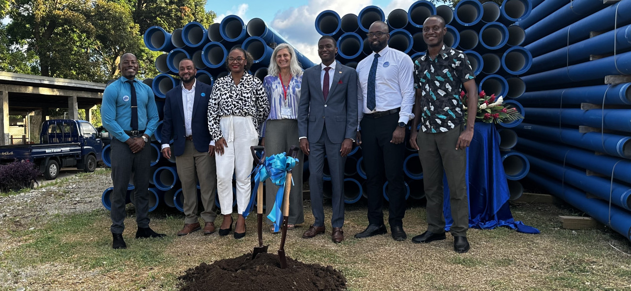 Prime Minister Hon. Dickon Mitchell attends the pipelaying sod turning ceremony